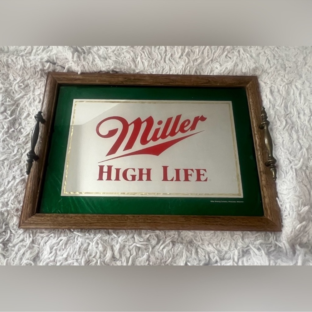 Miller High Life Framed Mirrored Serving Tray & Wall Sign